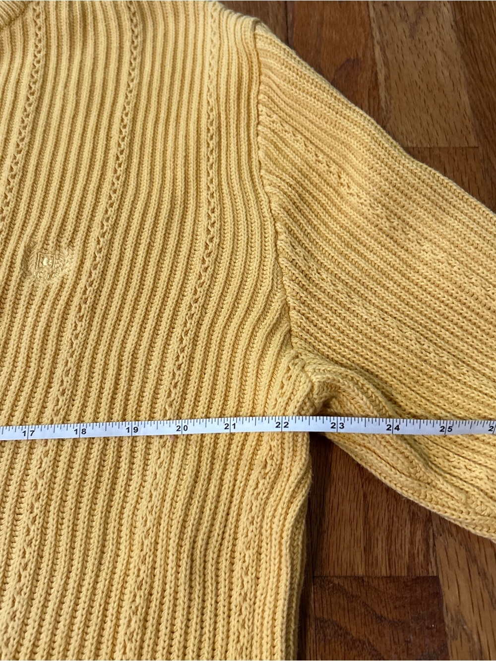 Chaps Men's Yellow Cable Knit Crewneck Sweater Vintage Size Large - Picture 4 of 7